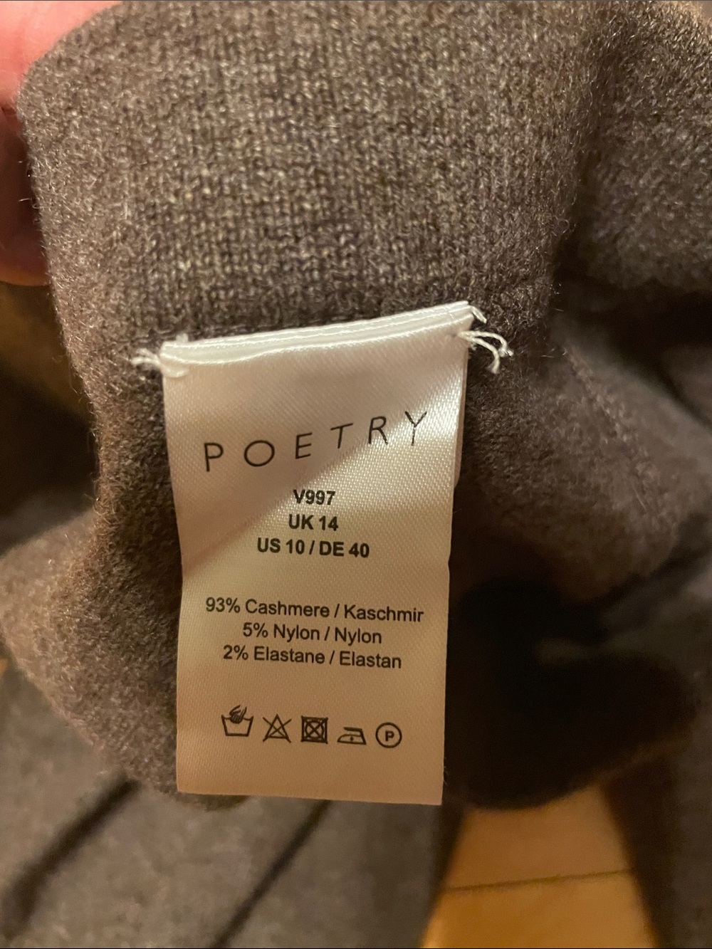 Poetry Dark Brown Cashmere Blend Knit Leggings Size 10 (93% Cashmere) NWOT - Picture 3 of 6